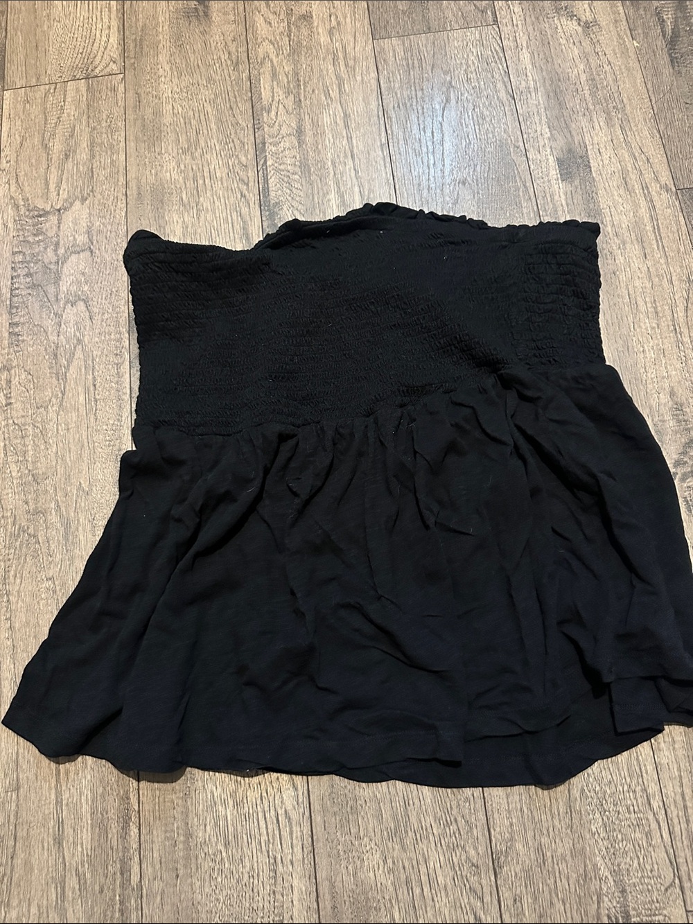 torrid Black Strapless Smocked Peplum Top